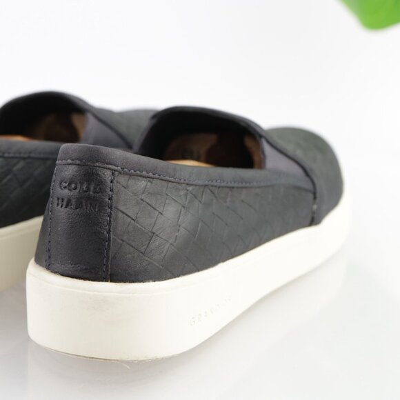 Cole Haan Womens Crosscourt Slip On Shoe Size 8.5 Navy Blue Leather Woven Loafer - Picture 4 of 14